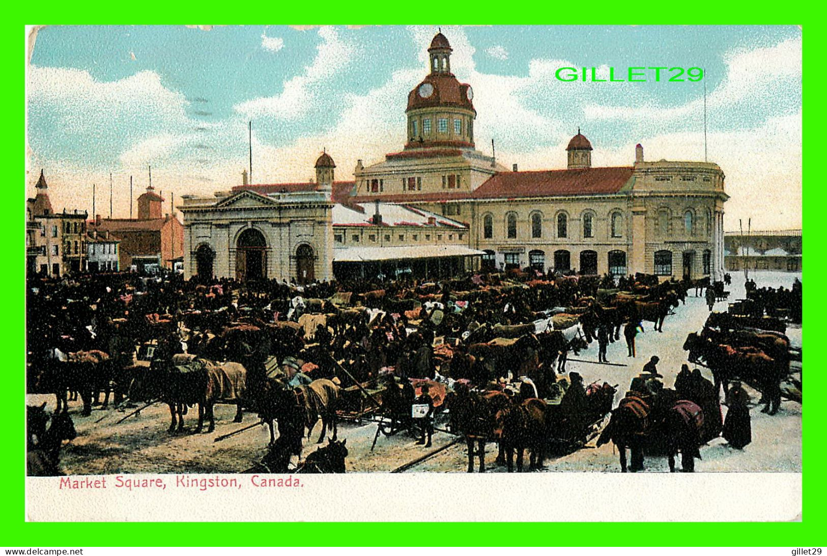 KINGSTON, ONTARIO - MARKET SQUARE - WELL ANIMATED WITH HORSES -  TRAVEL IN 1907 -  NASH BROS. - - Kingston