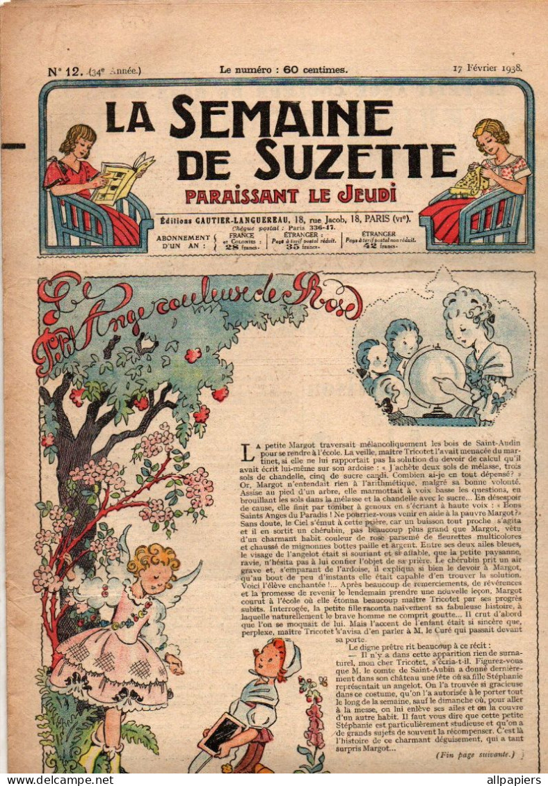 La Semaine De Suzette N°12 Le Petit Ange Couleur De Rose - Les Mésaventures De Bécassine - Une Gare Maritime Cherbourg - La Semaine De Suzette
