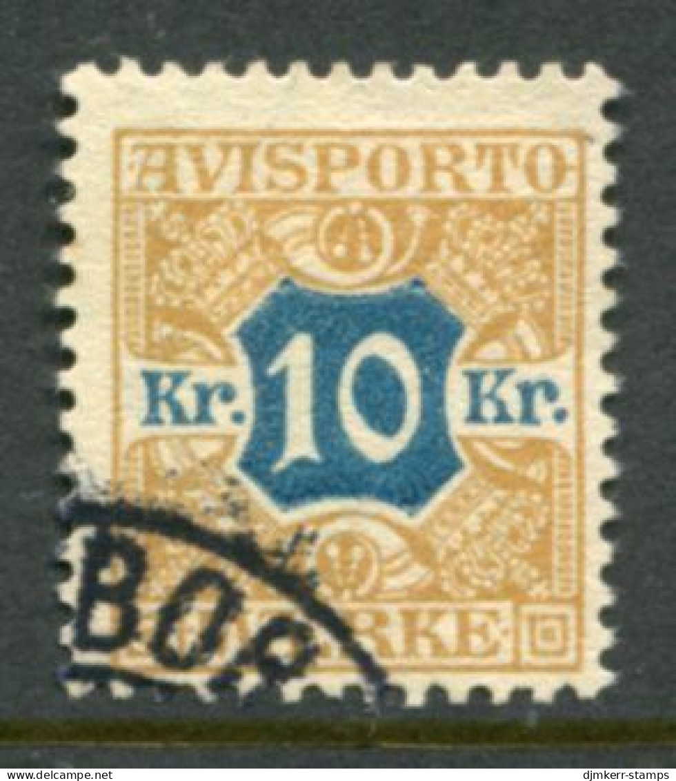 DENMARK 1907 Avisporto (newspaper Accounting Stamps) Perf. 12½  10 Kr. Used.  Michel 10X - Usado