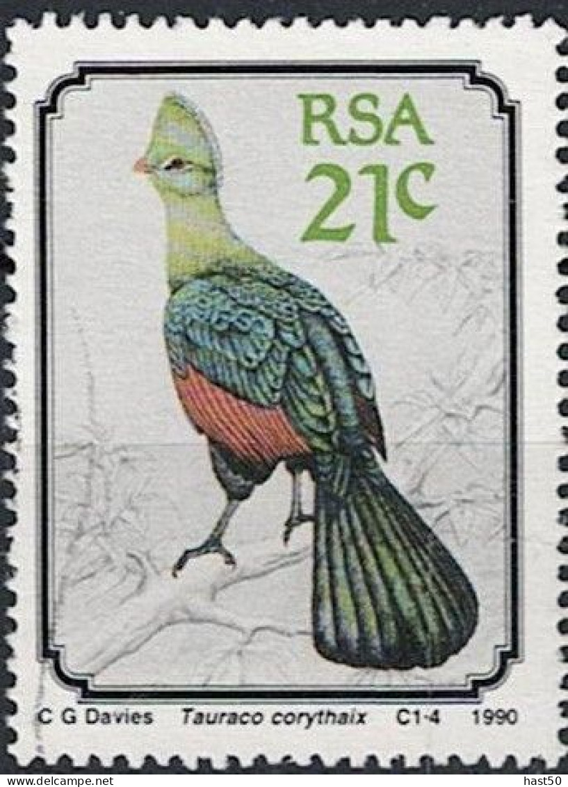 Südafrika - Federhelmturako (Tauraco Corythaix) (MiNr: 800) 1990 - Gest Used Obl - Oblitérés