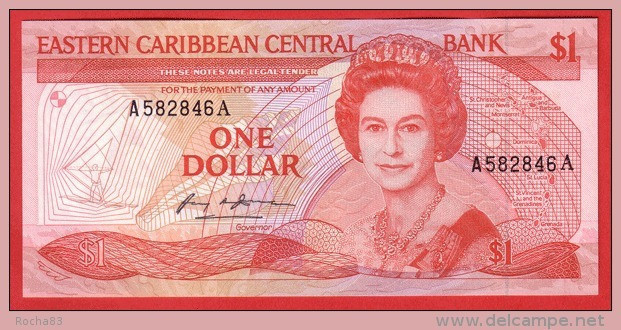 EAST  CARIBBEAN - 1 Dollar De 1985 - Pick 17a - UNC - Caribes Orientales