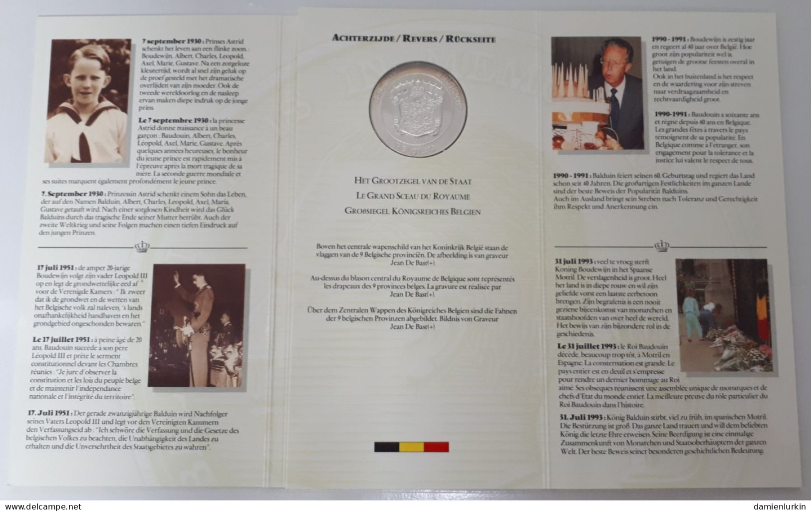 BELGIQUE BELGIE BELGIEN BAUDOUIN MEDAILLE ARGENT/ZILVER/SILBER 1993 ONLY 26.000 EX. FRAPPE MEDAILLE - FDC, BU, BE & Muntencassettes