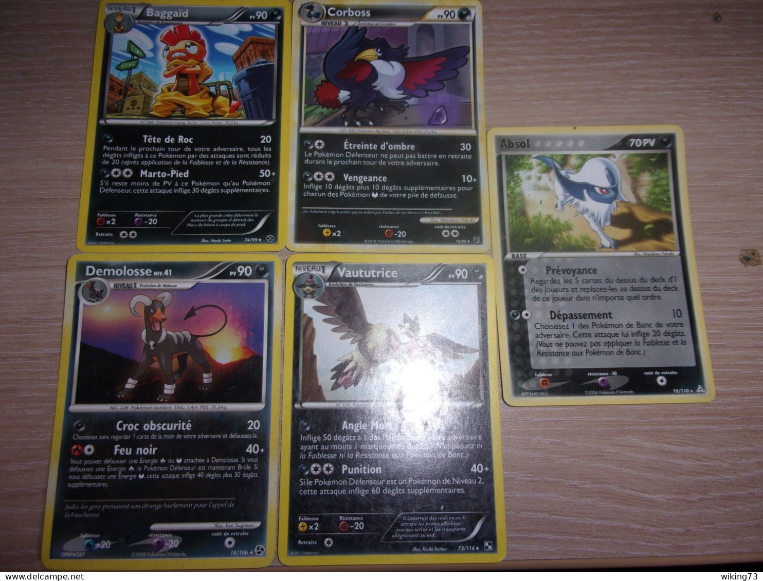 Lot De 5 Cartes Françaises Rares Pokemon - PV - étoiles - Noires - Demolosse - Lots & Collections