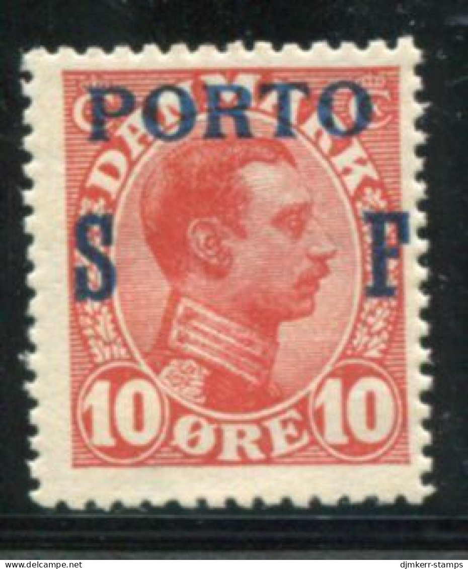 DENMARK 1921 King Christian X Definitive 10 Øre Overprinted SF And Porto MNH / **.  Michel  Porto 8 - Postage Due