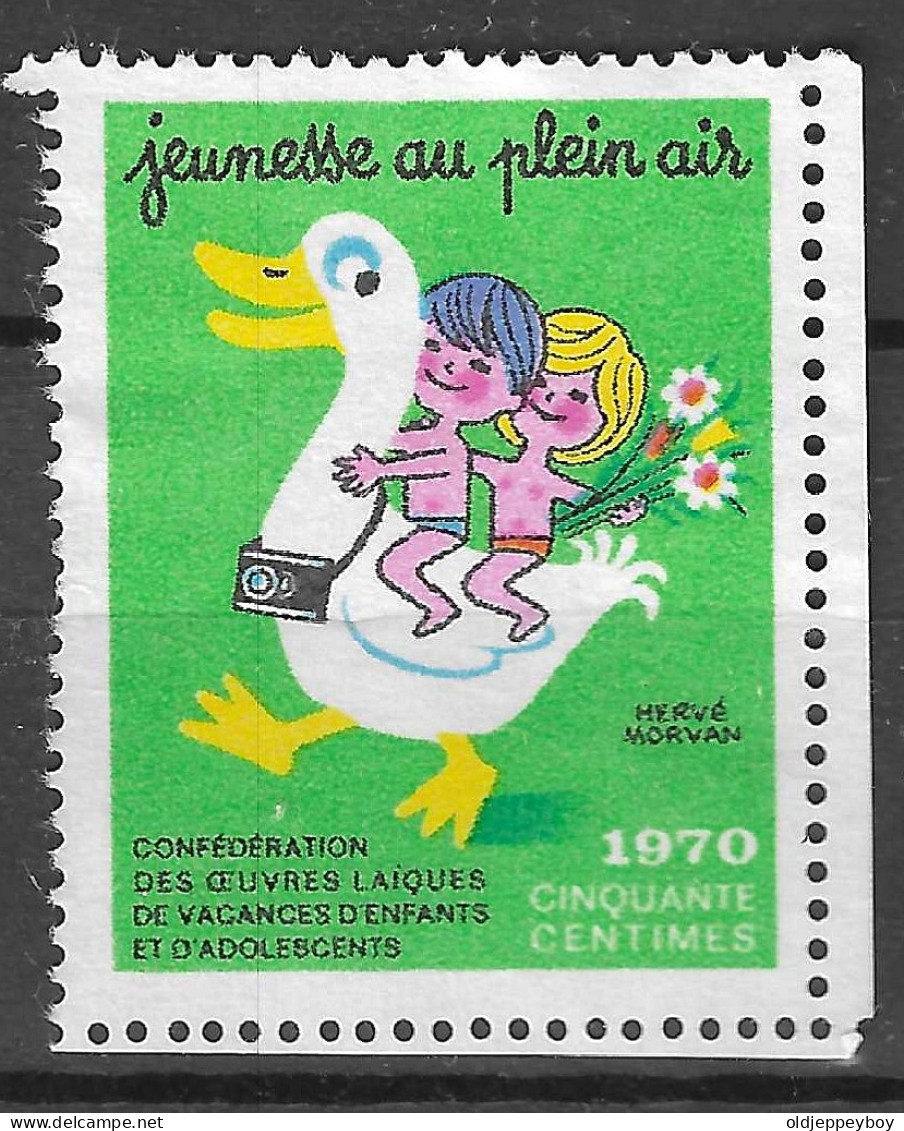 FRANCE 1970 JEUNESSE AU PLEIN AIR VACANCES D` ENFANTS  VIGNETTE Reklamemarke CINDERELLA Erinnophilie - Erinnofilia