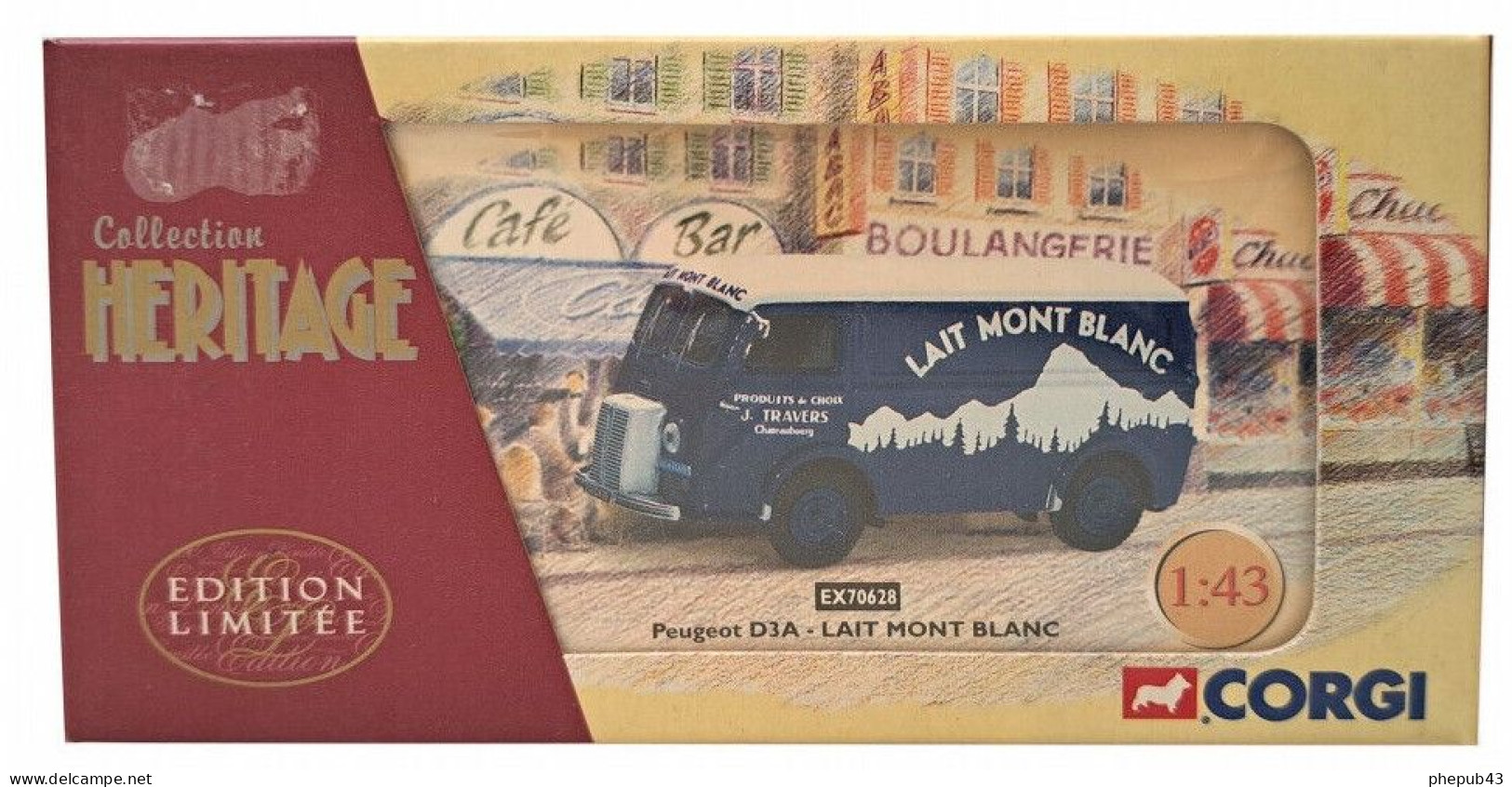 Peugeot D3A - Lait Mont Blanc - Bkue & Wite - Corgi EX70628 - Corgi Toys