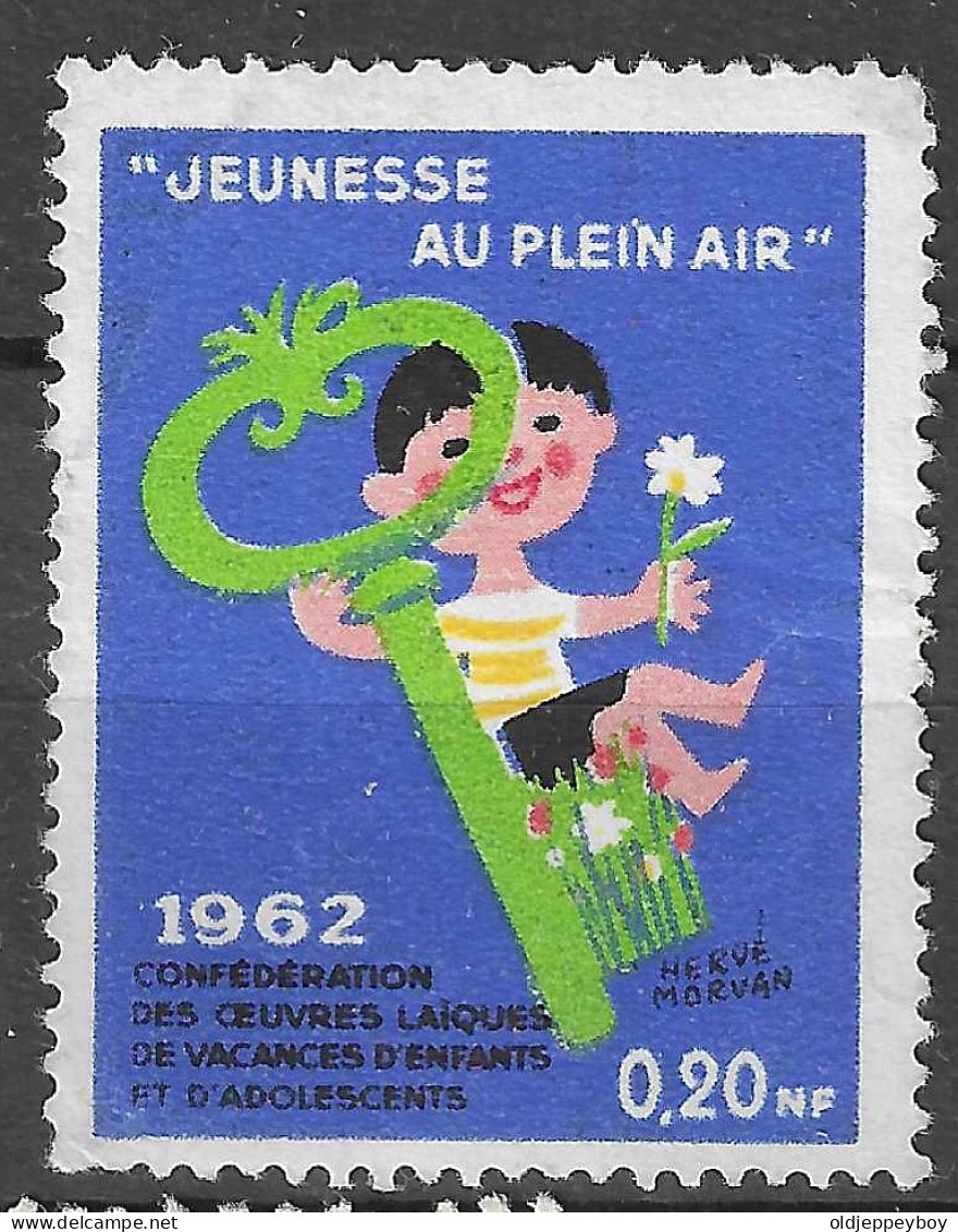 FRANCE 1962JEUNESSE AU PLEIN AIR VACANCES E` ENFANTS VIGNETTE Reklamemarke CINDERELLA Erinnophilie - Erinnofilia