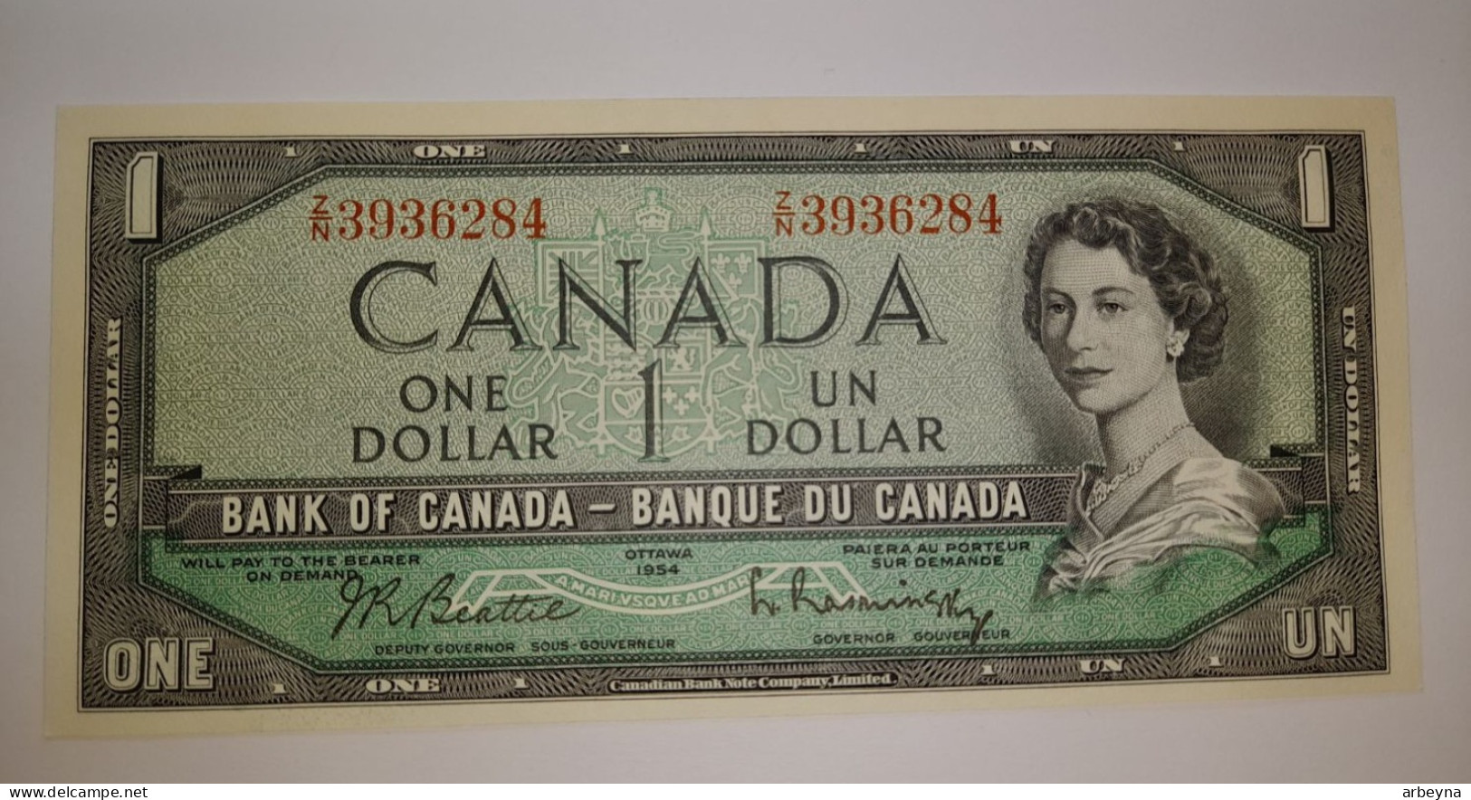 UNC Canada  - 1 Dolar 1954 - Elizabeth II - Pick 66.b    UNC - Canada