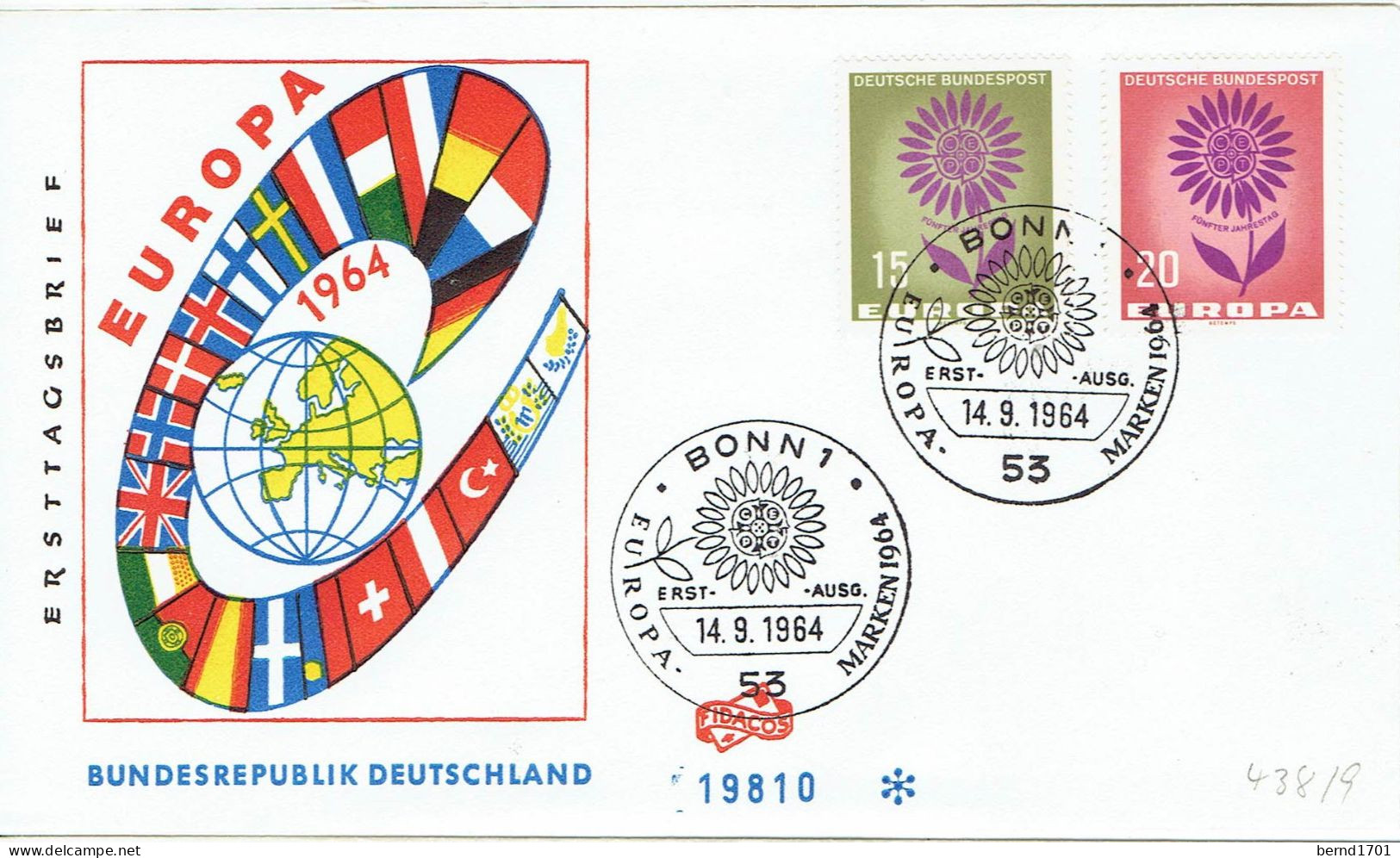 Germany - Mi-Nr 445/446 FDC (K1809) - 1964