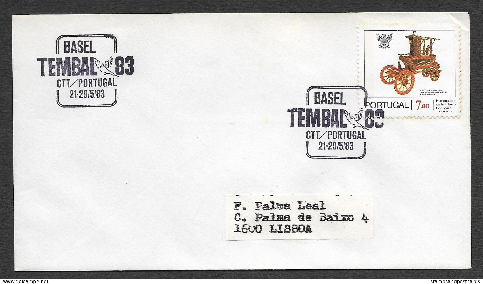 Portugal Cachet Commémoratif  Stand Portugais Stamp Expo Tembal 1983 Basel Suisse Switzerland Portuguese Boot Event Pmk - Postal Logo & Postmarks