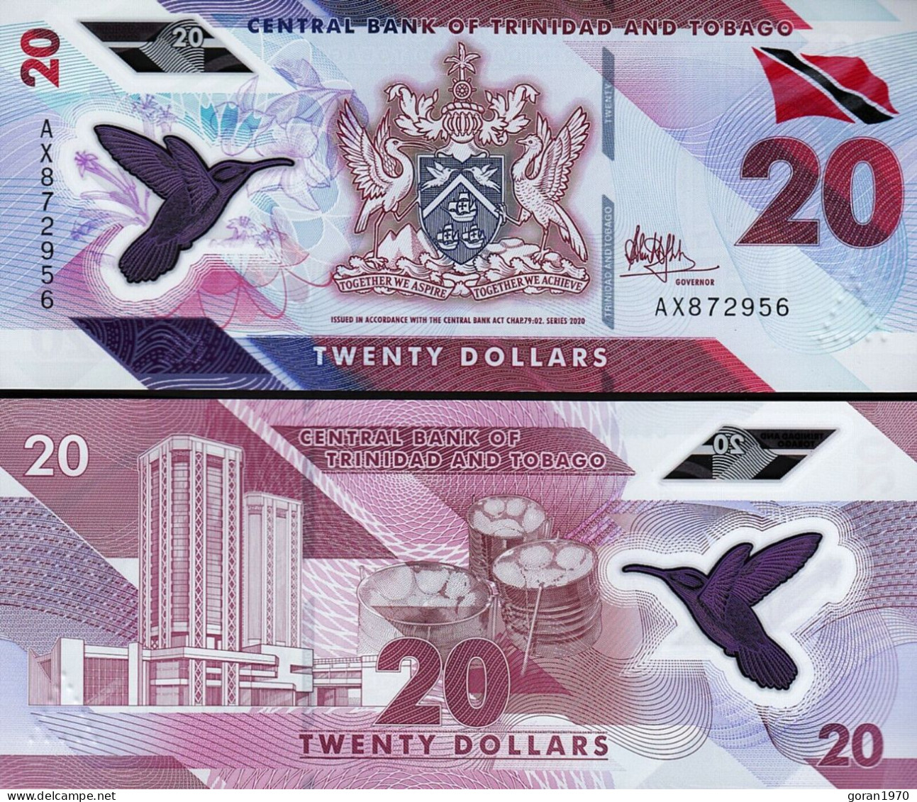 Trinidad & Tobado set 1, 5, 10 i 20 Dollars 2020 (2021) UNC Polymer