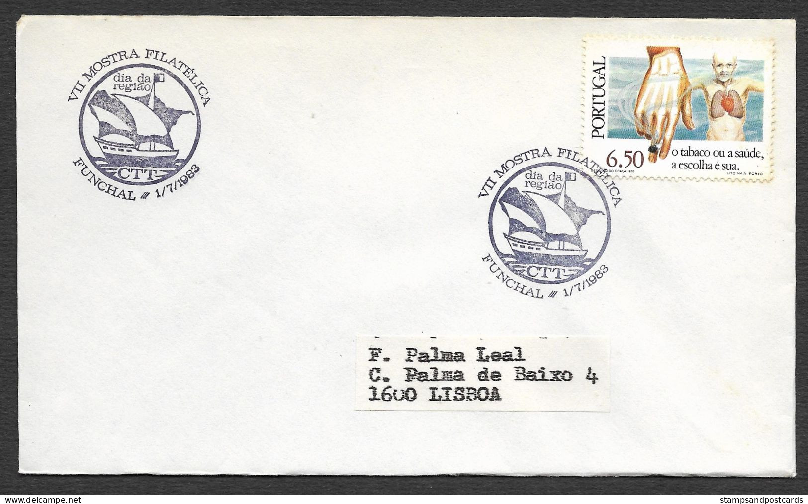 Portugal Cachet Commémoratif Journée De La Region Madère Funchal 1983 Event Postmark Stamp Madeira Region Day - Maschinenstempel (Werbestempel)