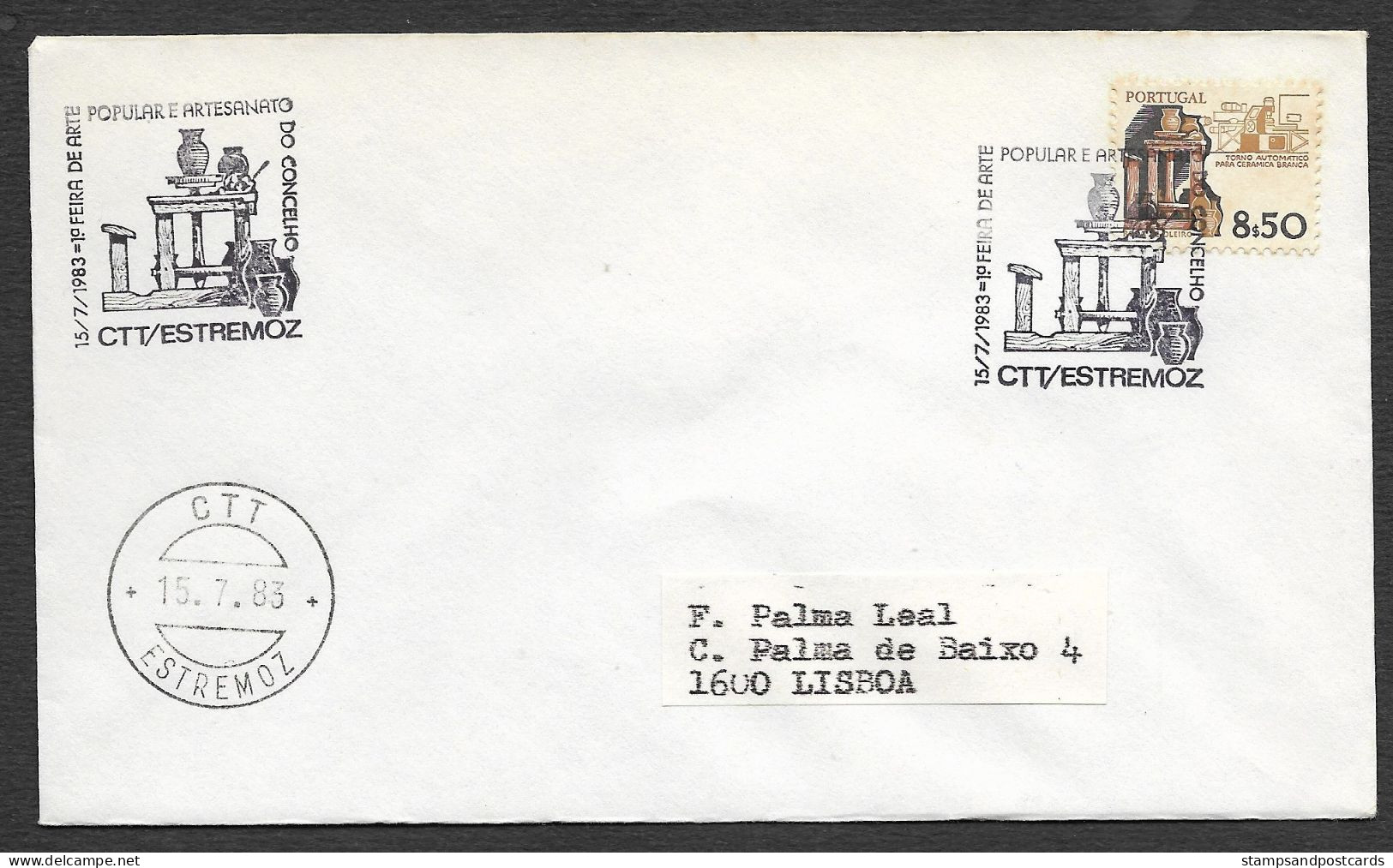 Portugal Cachet Commemoratif Foire Artisanat Poterie Traditionnelle Estremoz 1983 Traditional Pottery Fair Event Pmk - Postal Logo & Postmarks