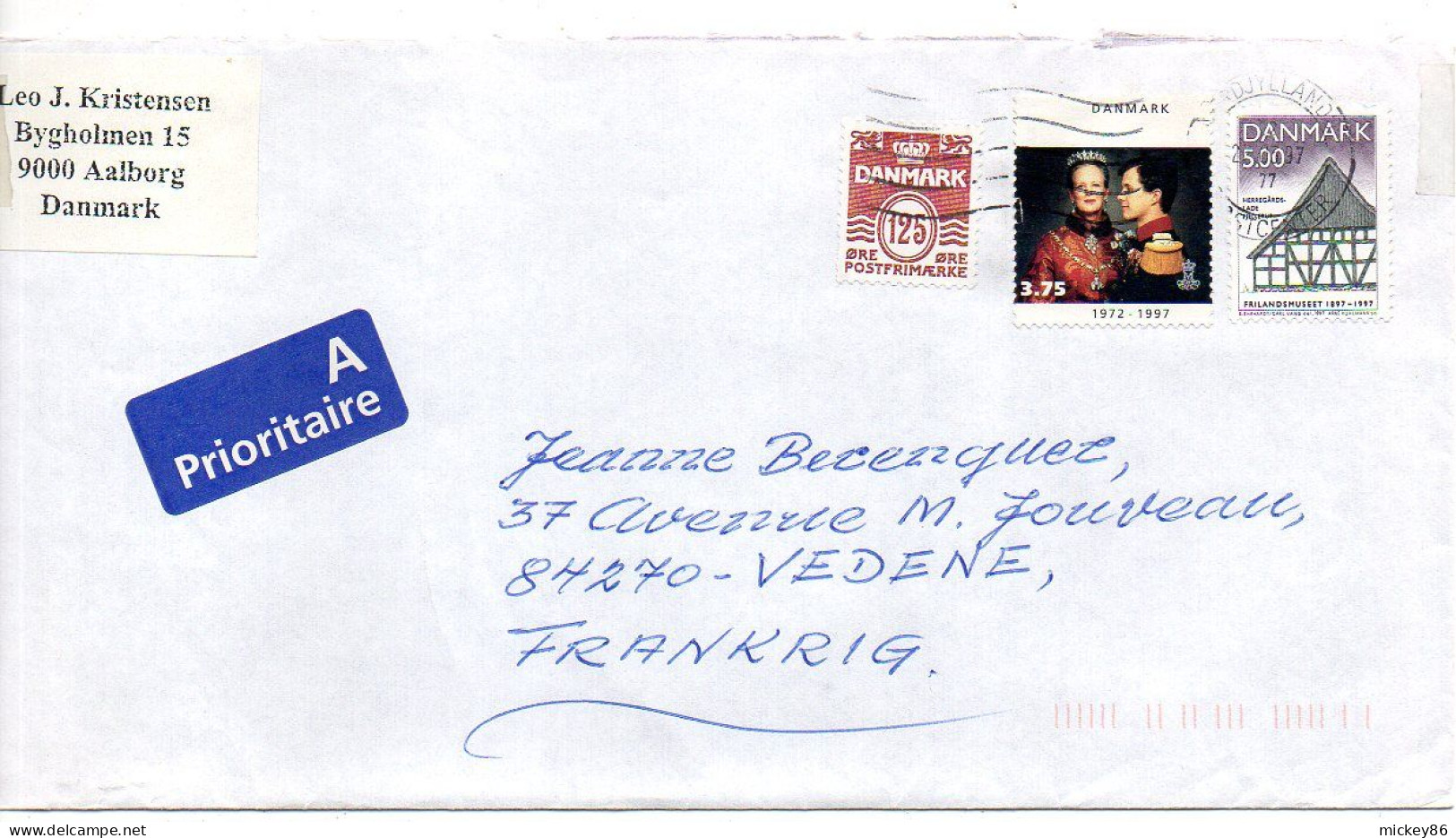 Danemark--1997--AALBORG Pour VEDENE-84 (France)--Composition Timbres (couple Royal)  Sur Lettre.....cachet - Covers & Documents