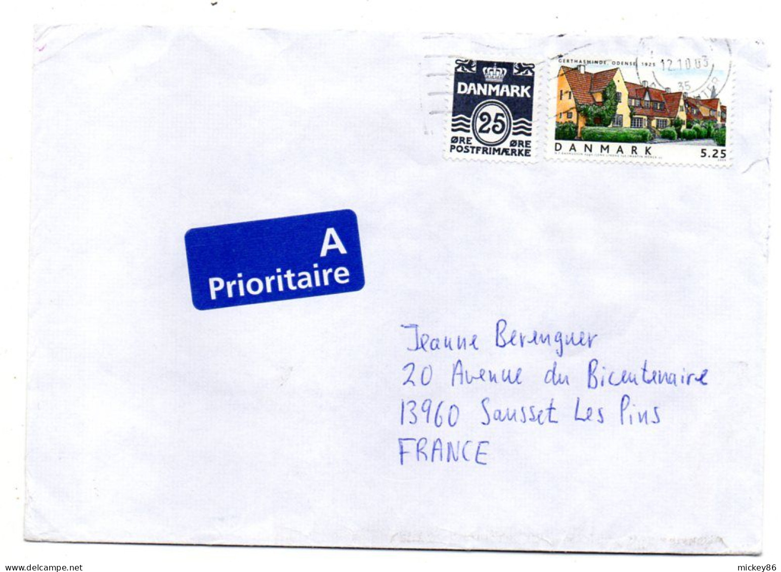 Danemark--2003--Danemark  Pour SAUSSET LES PINS-13 (France)--composition De Timbres Sur Lettre.......cachet - Lettres & Documents