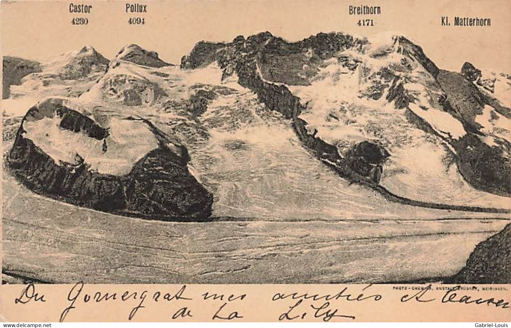 Castor Pollux Breithorn Matterhorn Cervin Zermatt Gornergrat 1903 - Zermatt