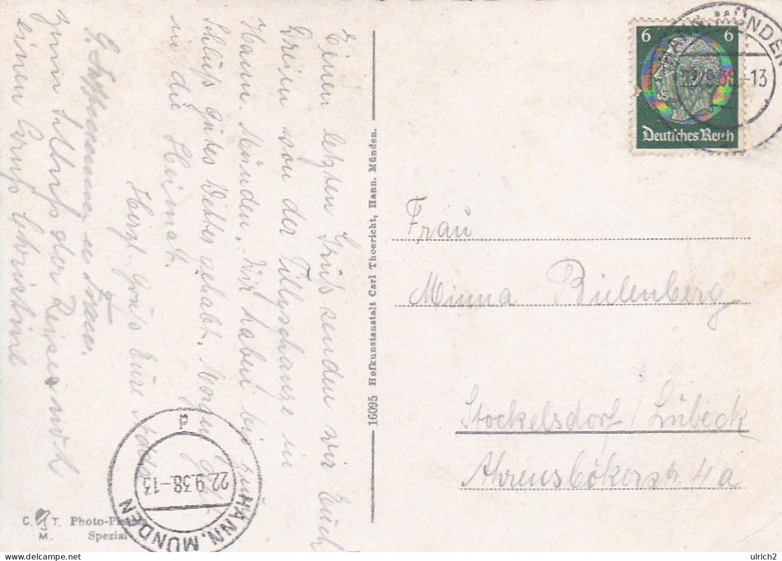 AK Hannoversch Münden - Tillyschanze - 1938 (65147) - Hannoversch Muenden