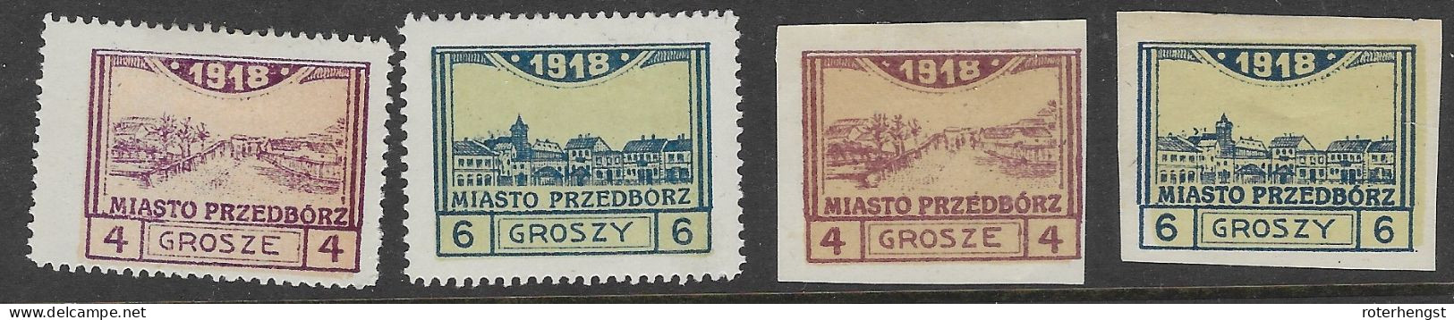 Poland Mh * 1918 222 Euros Perf And Imperf 4G And 6G - Unused Stamps