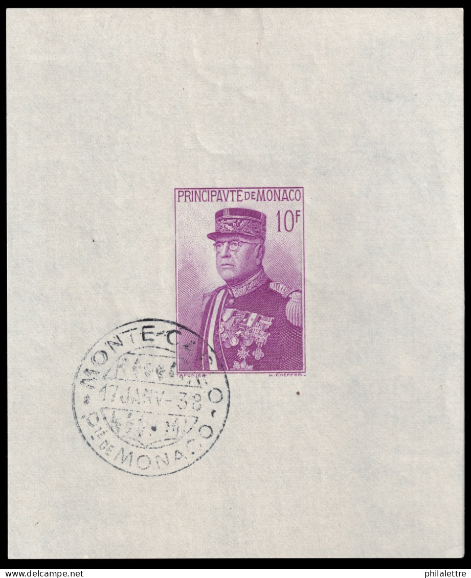 MONACO - 1938 - Yv.BF1 10fr Lilas-rose  - Oblitéré TB - Cachet Spécialdu 17 Janvier 1938 (b) - Blocchi