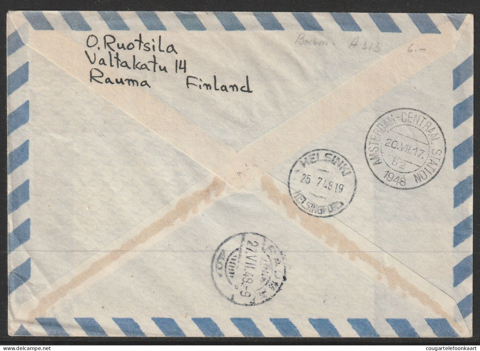 1948, First Flight Cover, Helsinki-Amsterdam - Storia Postale