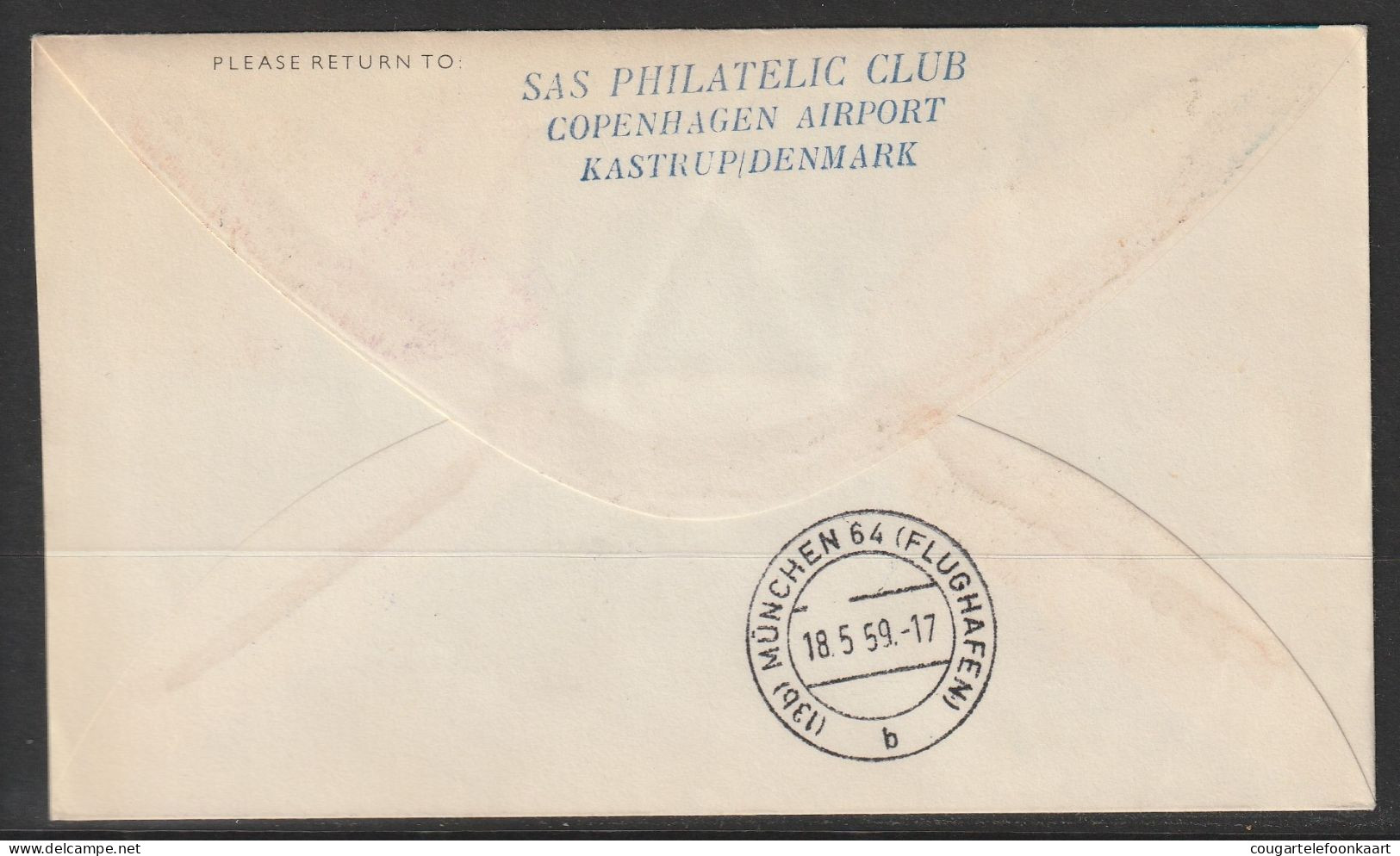 1959, SAS, First Flight Cover, Kobenhavn-Munich - Posta Aerea