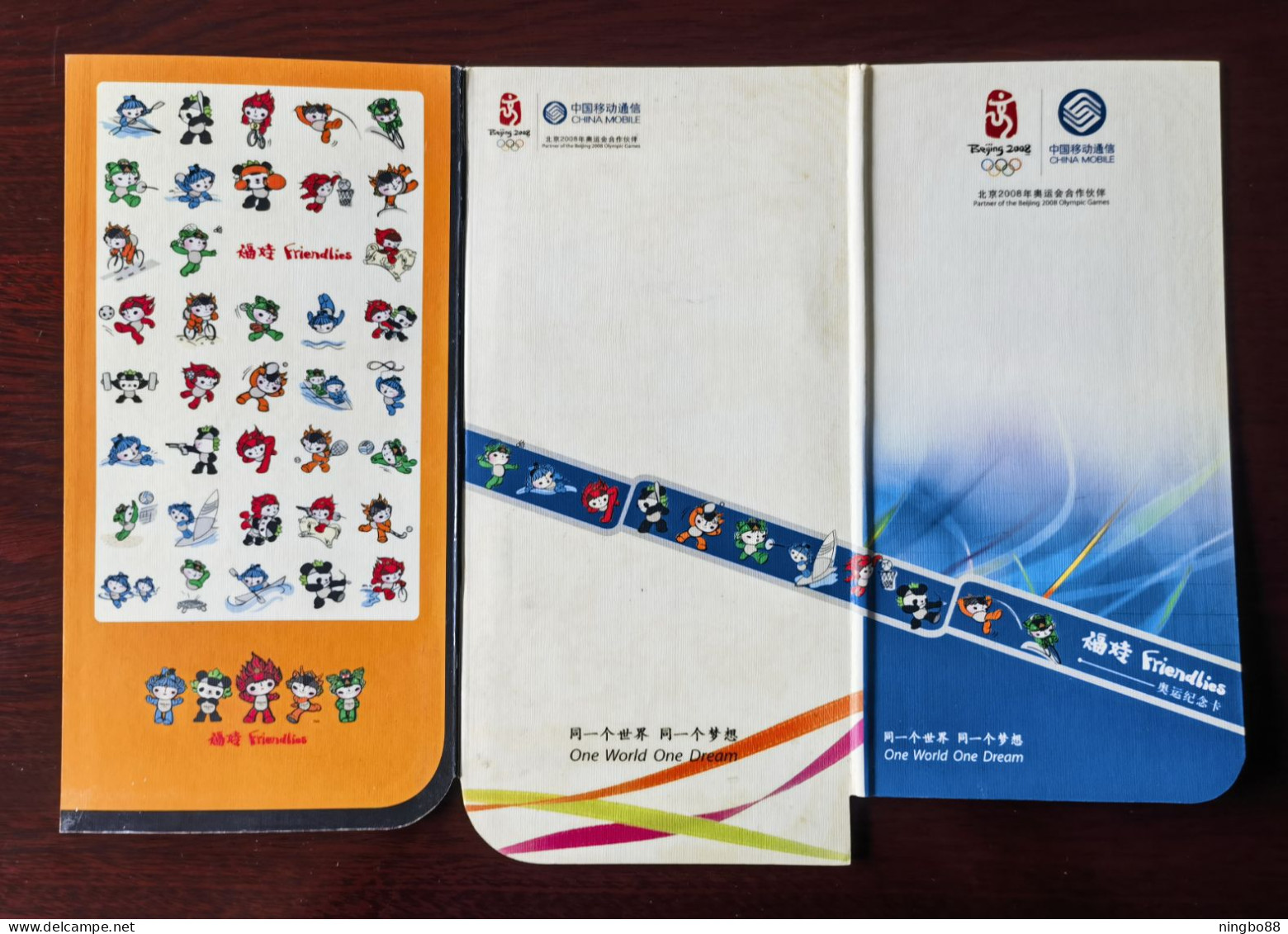 China 2008 Set Of 5 Beijing 2008 Olympic Games Mascot Fuwa Top-up Cards In Fold,used - Olympic Games