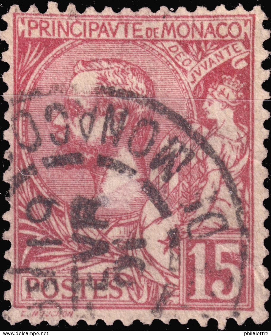 MONACO - 1901 - Yv.15a 15c Rose-rouge Vif Obl. TàD " MONTE-CARLO / Pté DE MONACO " (t.84) - TB - Gebraucht
