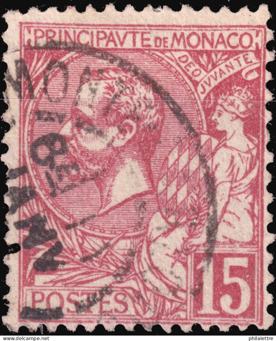 MONACO - Ca.1901 - Yv.15a 15c Rose-rouge Vif Obl. TàD " MONTE-CARLO / Pté DE MONACO " (t.84) - TB - Oblitérés