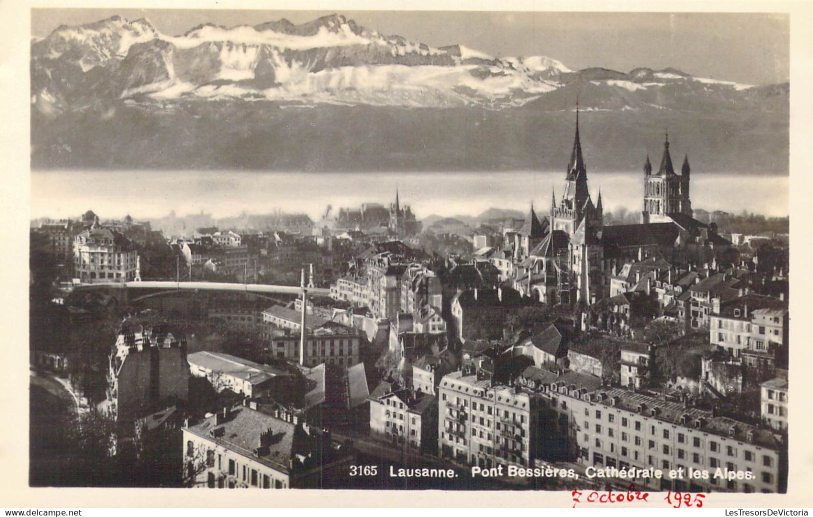 SUISSE - Lausanne - Pont Bessières - Cathédrale Et Les Alpes - Carte Postale Ancienne - Lausanne