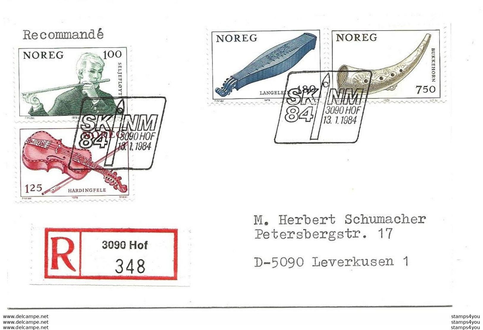 289 - 14 - Enveloppe Recommandée Avec Oblit Spéciale De Hof - Skinm 84 - Autres & Non Classés