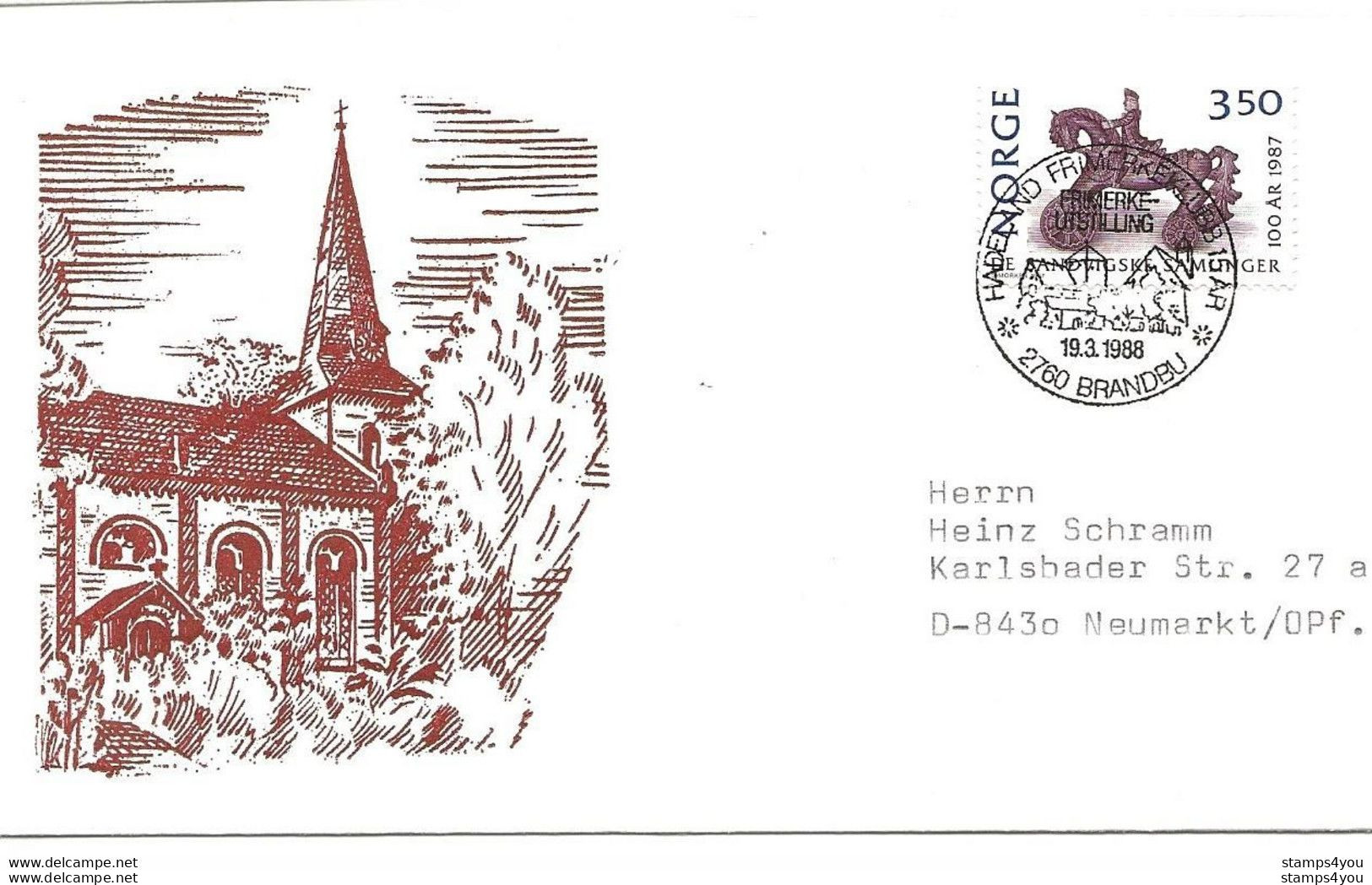289 - 2 - Enveloppe Avec Oblit Spéciale De Brandbu 1988 - Lettres & Documents