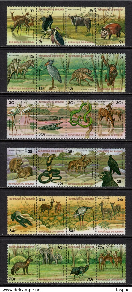 Burundi 1977 Mi# 1331-1378 Used - 12 Strips Of 4 (incl. Air Post) - African Wildlife (I-II) - Usados