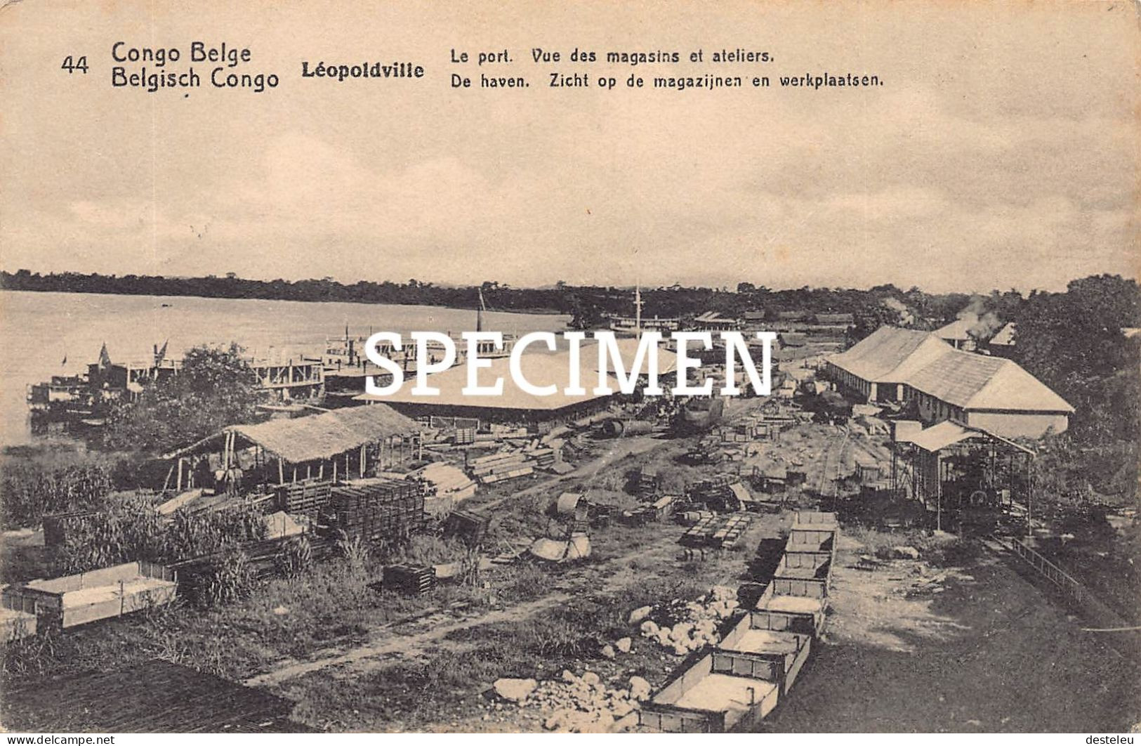 Léopoldville - Le Port - Vue Des Magasins Et Ateliers -  Congo Belge - 5 Centimes Stamp - Kinshasa - Léopoldville