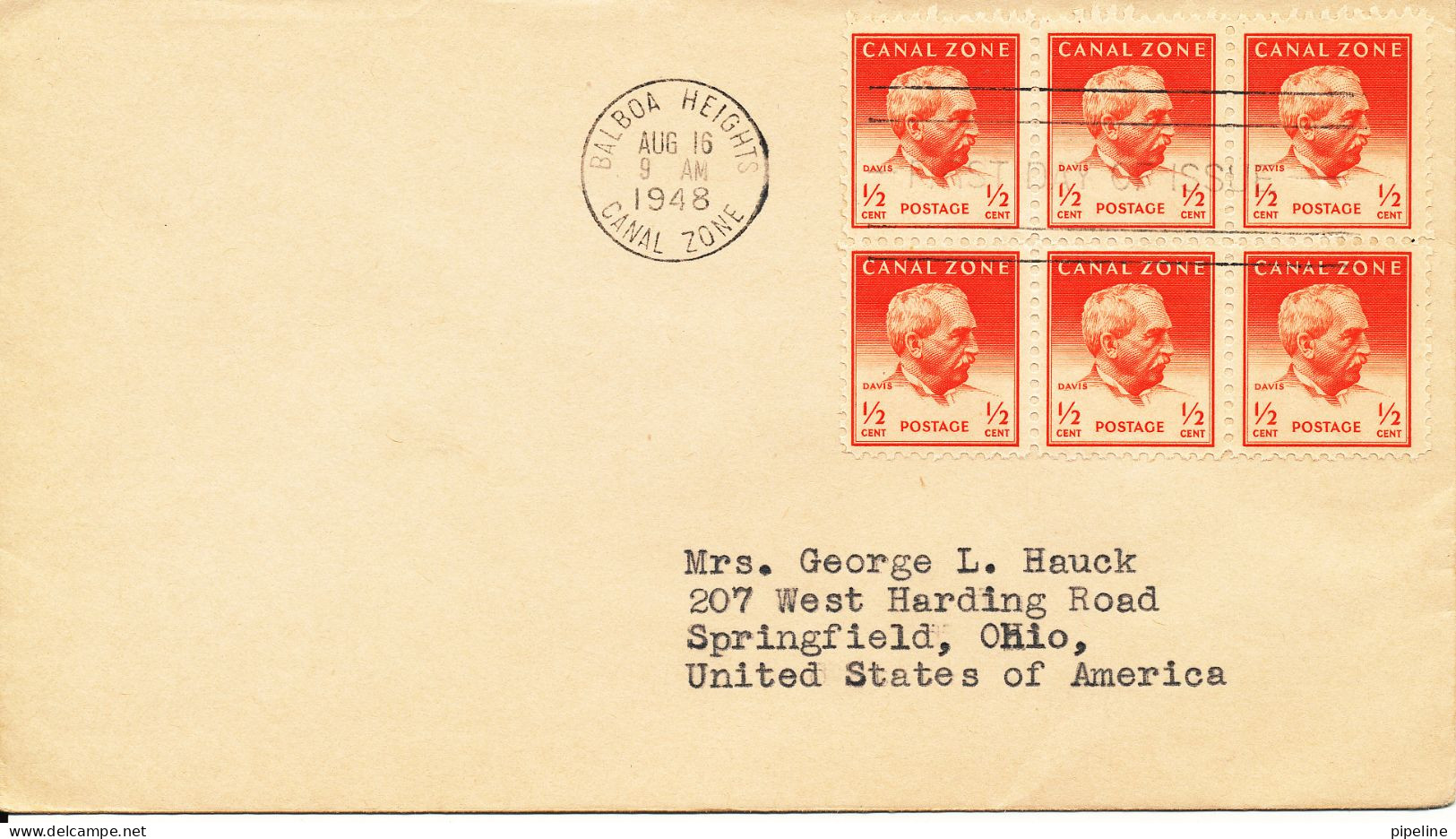 Canal Zone FDC 16-8-1948 ½ Cent In Block Of 6 - Kanalzone