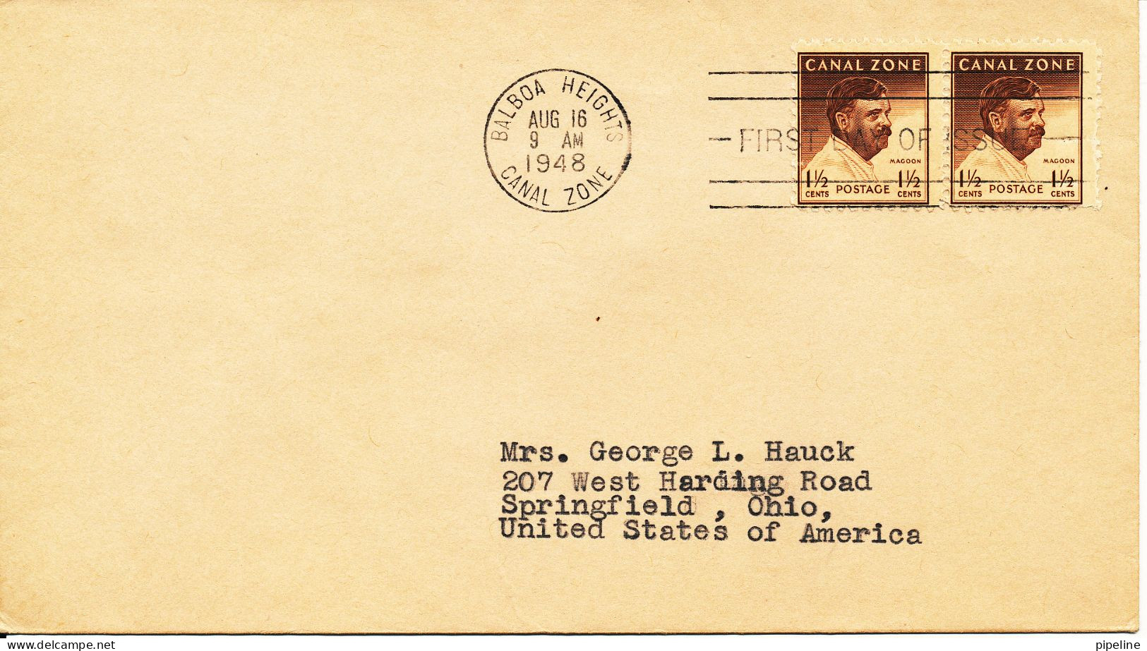 Canal Zone FDC 16-8-1948 1½ Cent In Pair - Canal Zone