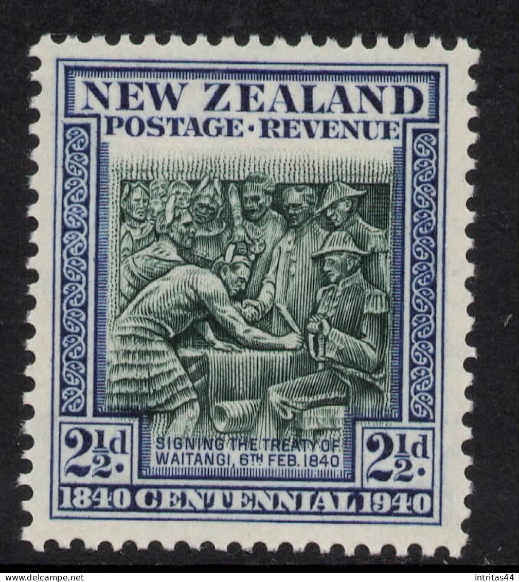 NEW ZEALAND 1940 CENTENNIAL 2./12d BLUE "TREATY" STAMP MNH - Neufs
