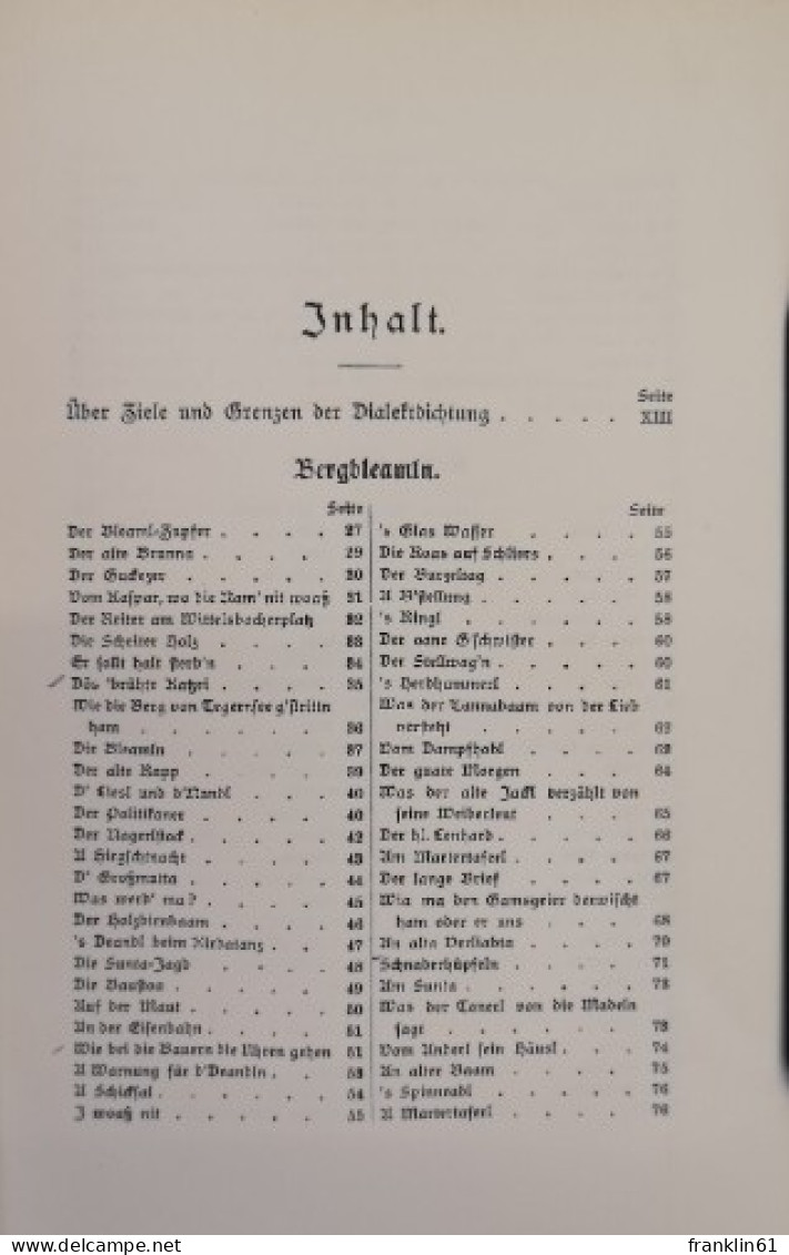 Gesammelte Gedichte In Oberbayerischer Mundart. (Mit Einem Titelbild). - Poems & Essays