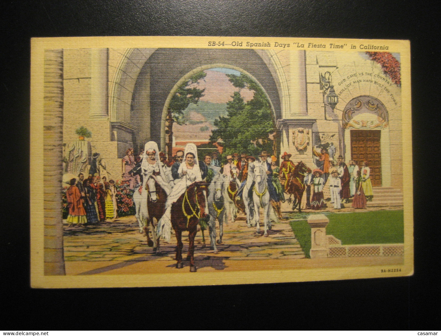 SANTA BARBARA California Old Spanish Days La Fiesta Time SAN DIEGO Red Cross Cancel 1950 To Spain USA Postcard - Santa Barbara