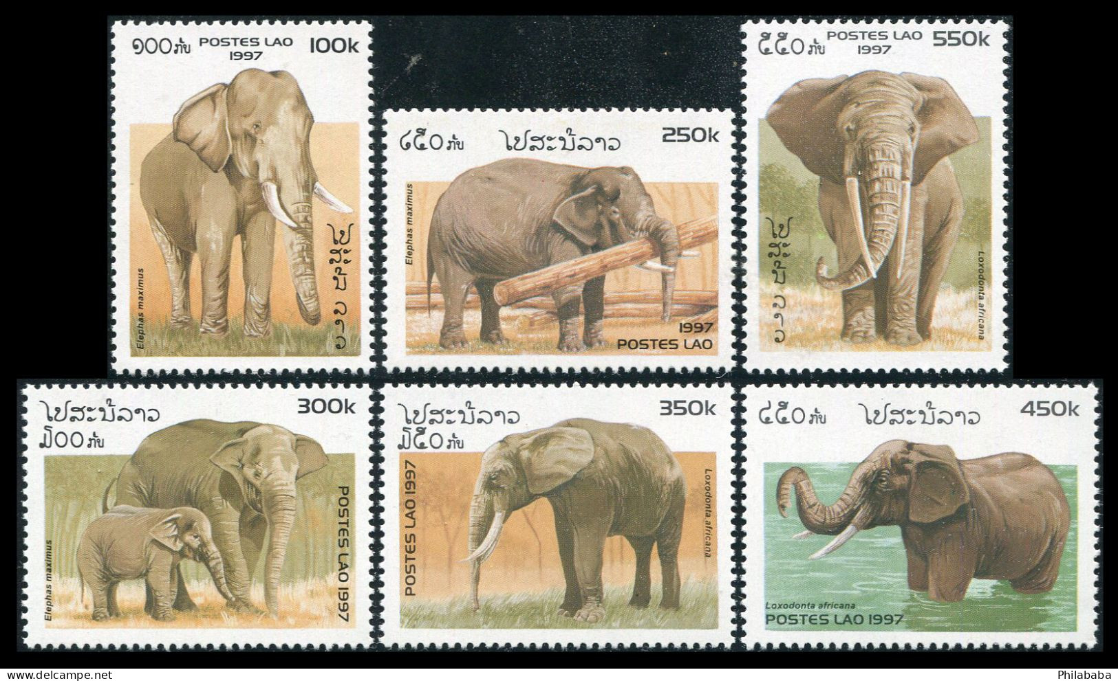 LAOS 1997 - YT 1275-80 ; Mi# 1584-89 ; Sc 1329-34 MNH Elephants - Laos