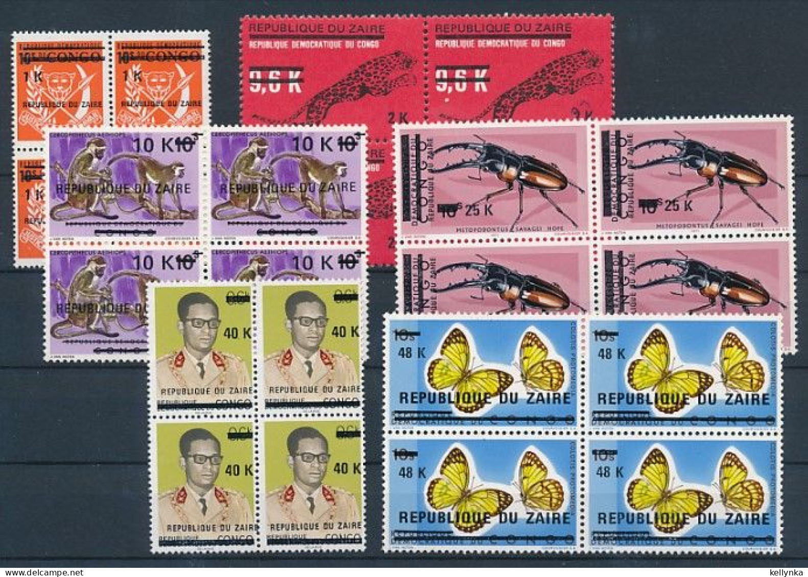 Zaïre - 906/911 - Blocs De 4 - Provisoires - 1977 - MNH - Unused Stamps