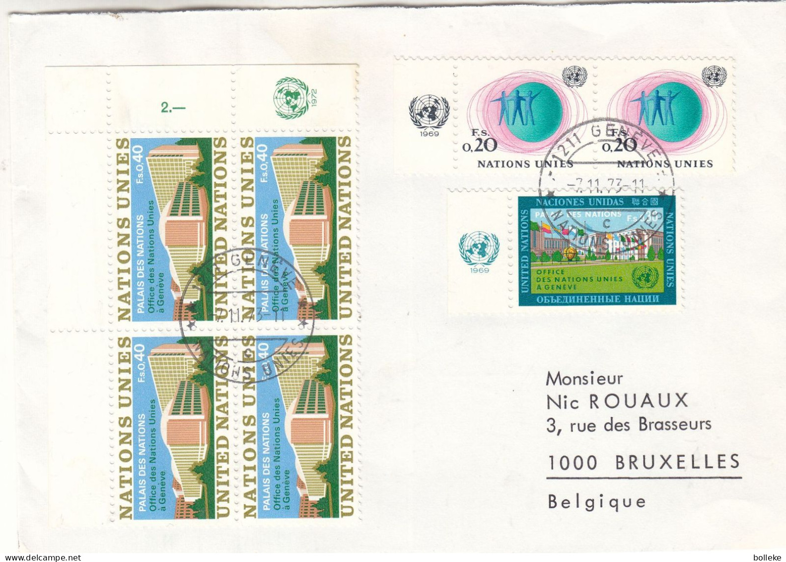 Nations Unies - Genève - Lettre De 1973 - Oblit Genève - Palais Des Nations - - Covers & Documents