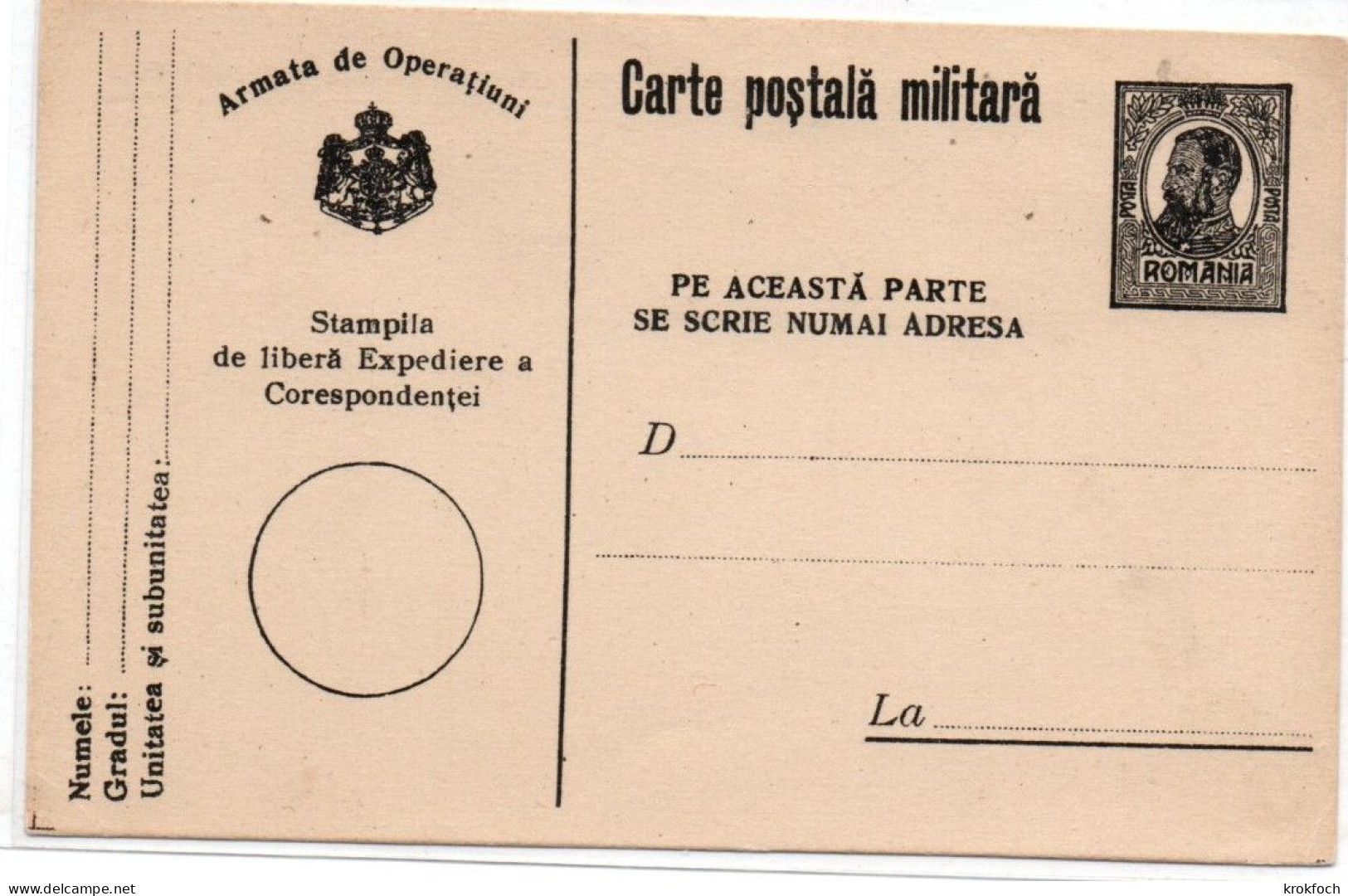 Carte Postala Militara - Armata De Operatiuni - Ganzsache Entier Stationery - Romania - Covers & Documents