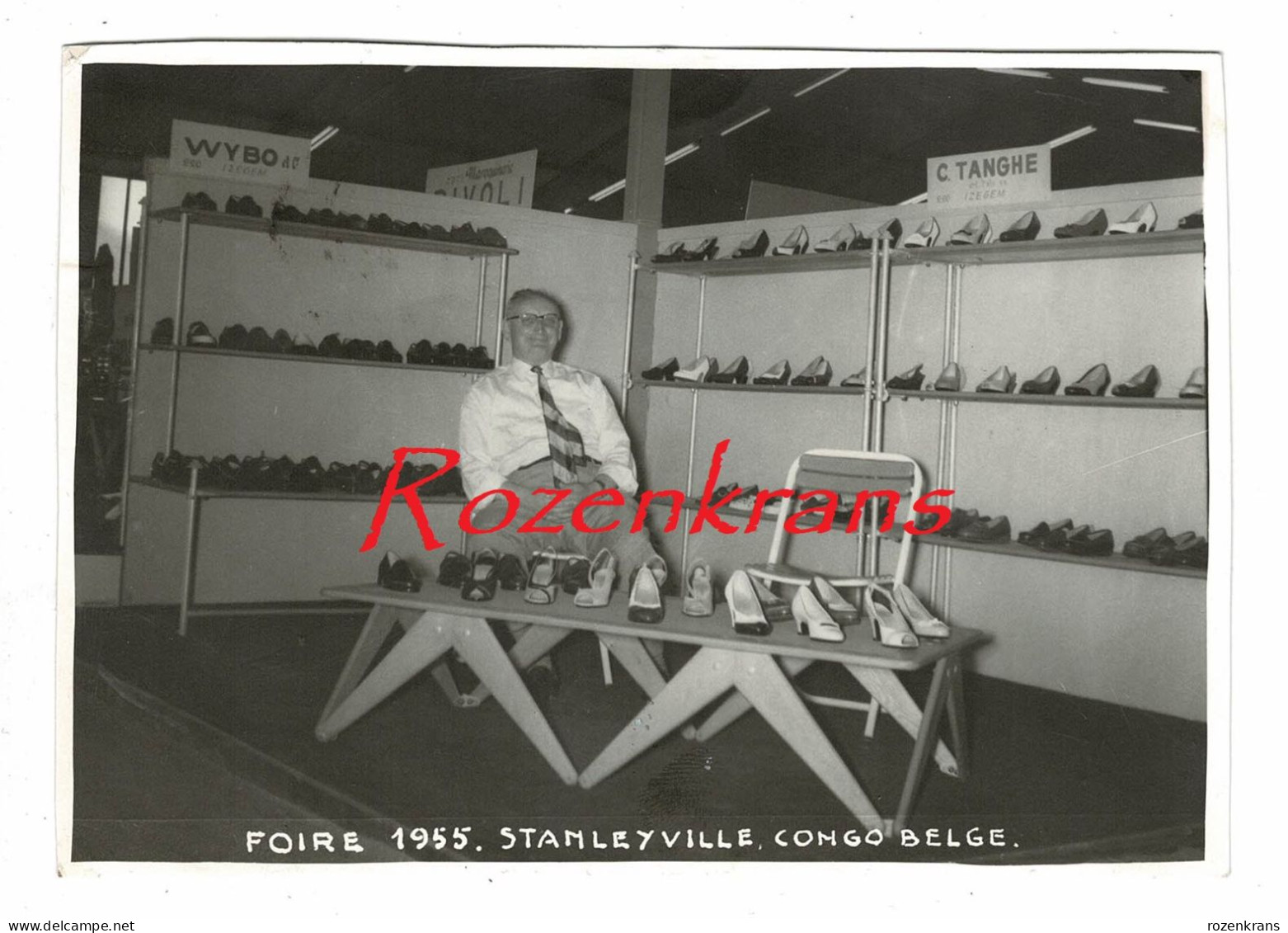 Oude Foto Fotokaart Verkoopstand Schoenfabriek C Tanghe Izegem (Papestraat) & WYBO Te Stanleyville 1955 Belgisch Congo - Izegem