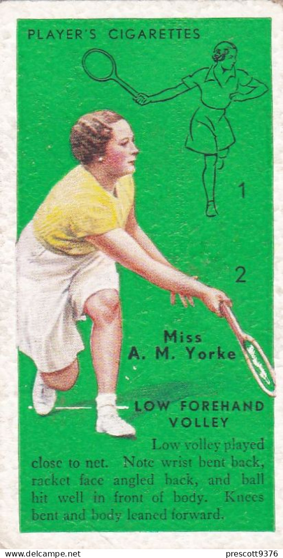 Tennis 1936,  Players Cigarette Card - 33 Miss Billie Yorke - Player's