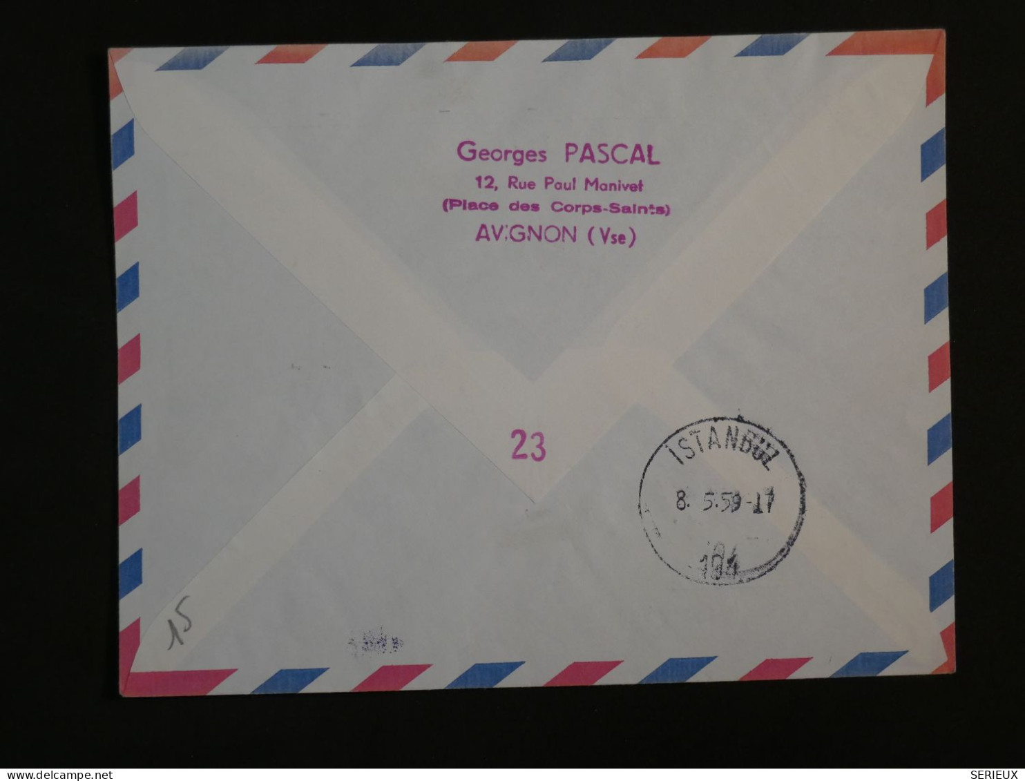 BY12 FRANCE  BELLE  LETTRE  LIAISON REPORTEE 1959  1ER VOL PARIS ATHENES   ISTANBUL TURQUIE +AFF. PLAISANT ++ - Erst- U. Sonderflugbriefe