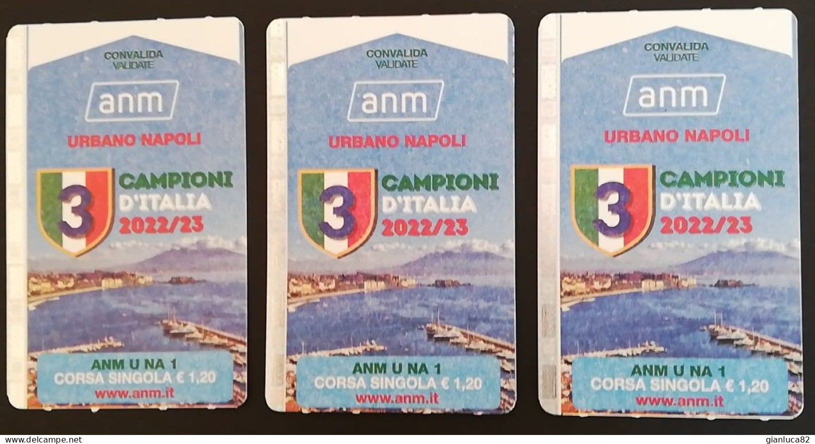 Lotto N.3 Biglietti ANM Napoli Campioni D’Italia 2022/2023 3 Diverse Marcature (83)  Come Da Foto Viaggiati - Ohne Zuordnung