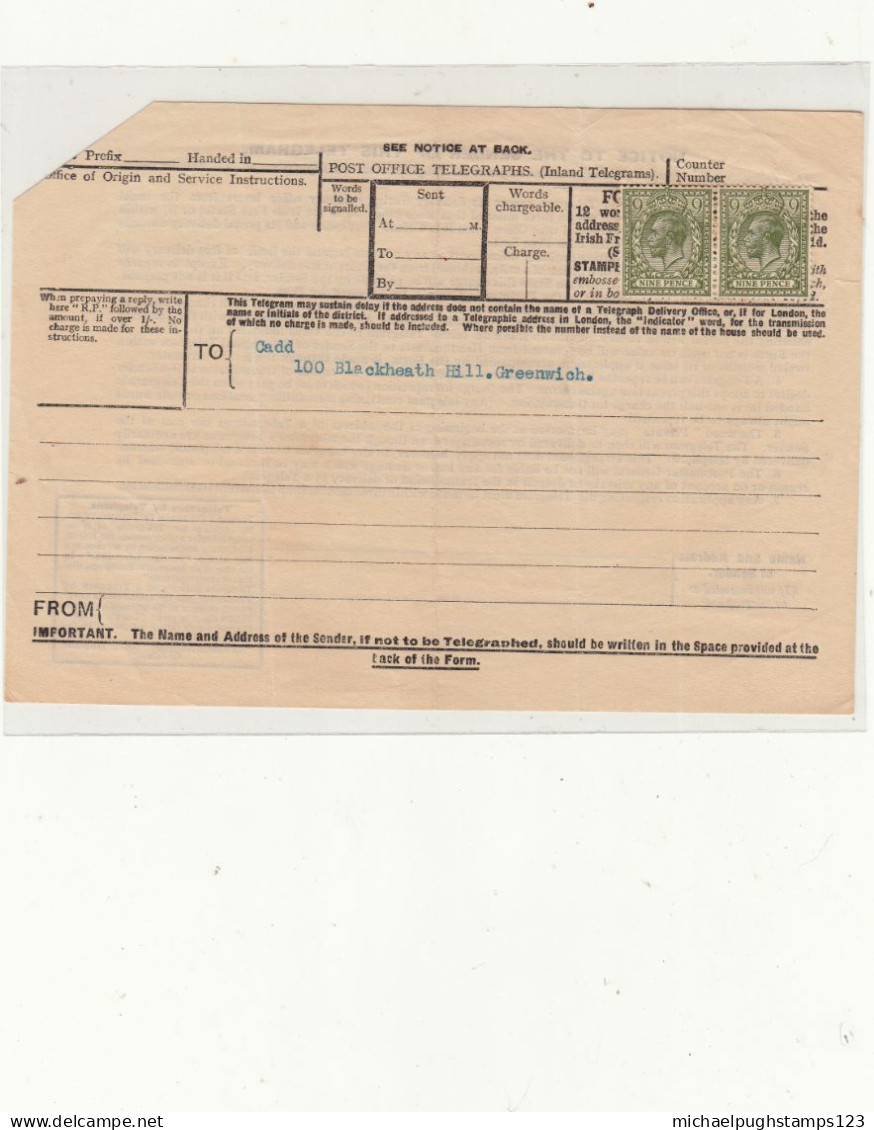 G.B. / Prepaid Telegrams / George  5 - Unclassified