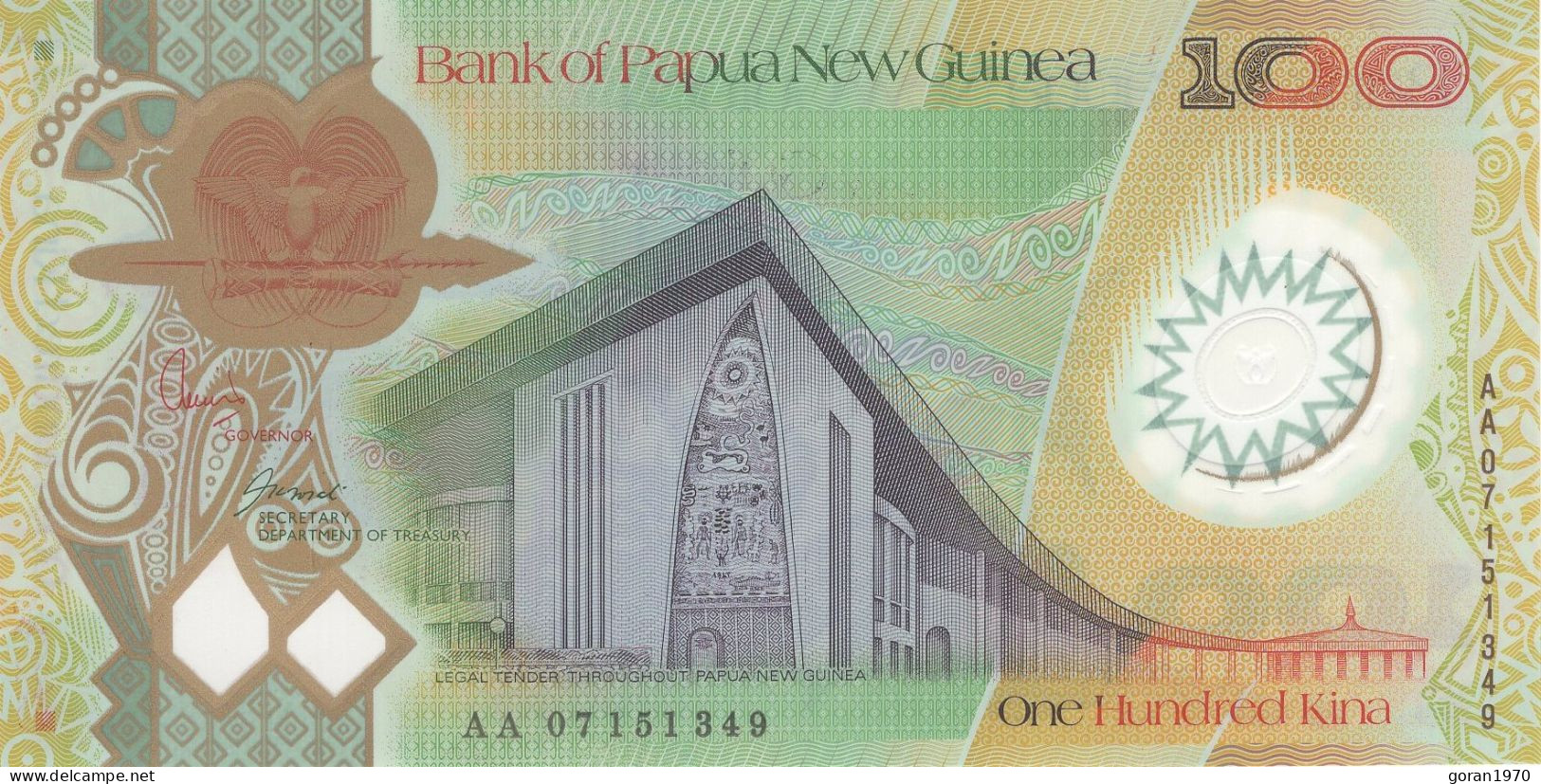 PAPUA NEW GUINEA 100 Kina 2007 UNC, P-33 Polymer Commemorative RARE - Papua New Guinea