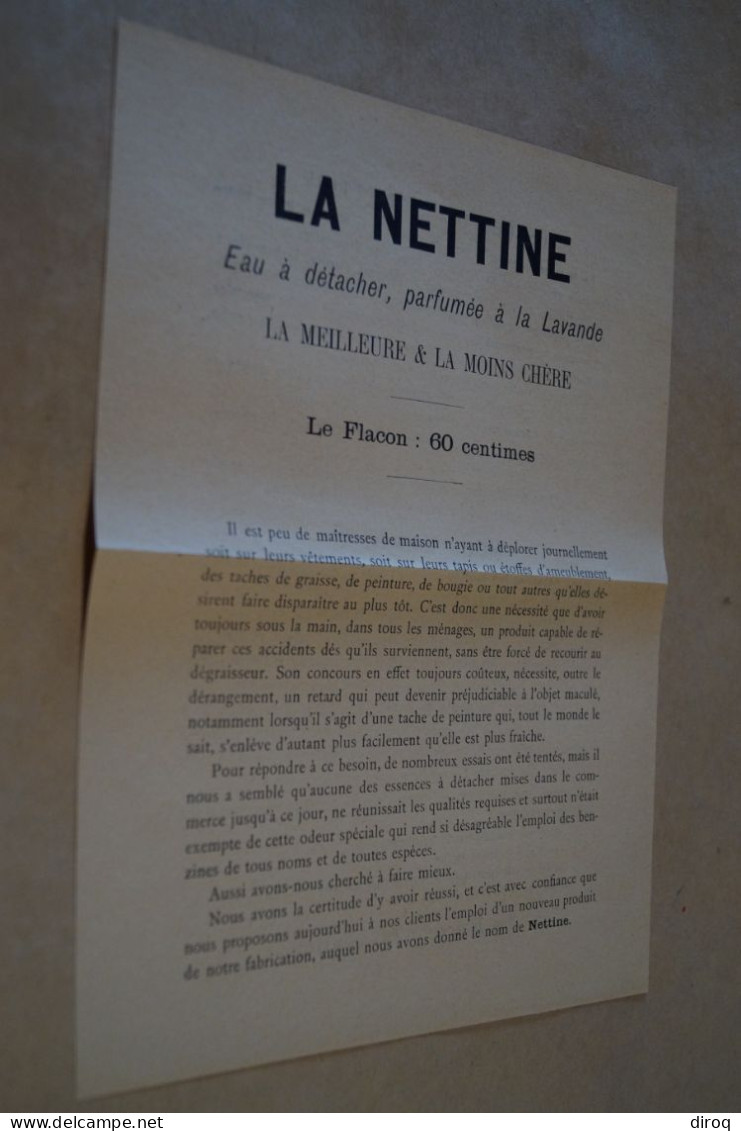 RARE,ancienne Affiche Publicitaire , La Nettine,eau à Détacher à La Lavande,250 Mm/190 Mm. - Affiches