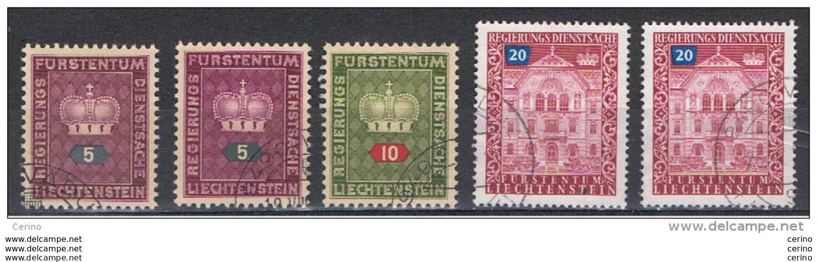 LIECHTENSTEIN:  1950/76  SERVIZIO  -  5  VAL. US. -  YV/TELL. 35//58 - Dienstmarken